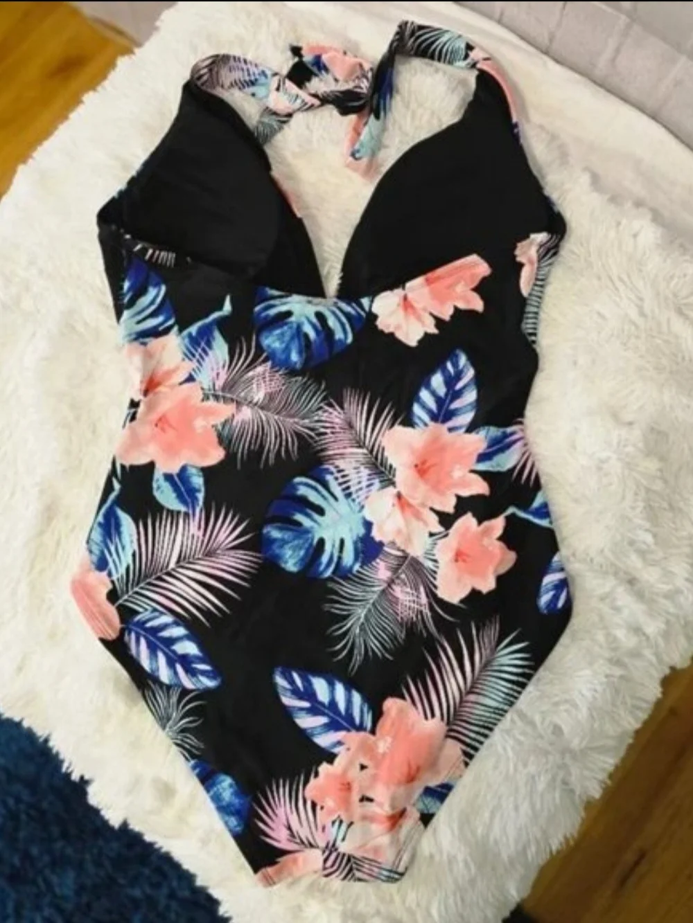 Women's One-Piece Halter Swimsuit – XXL – Tropical Floral – Tummy Control – NWOT - Picture 7 of 9